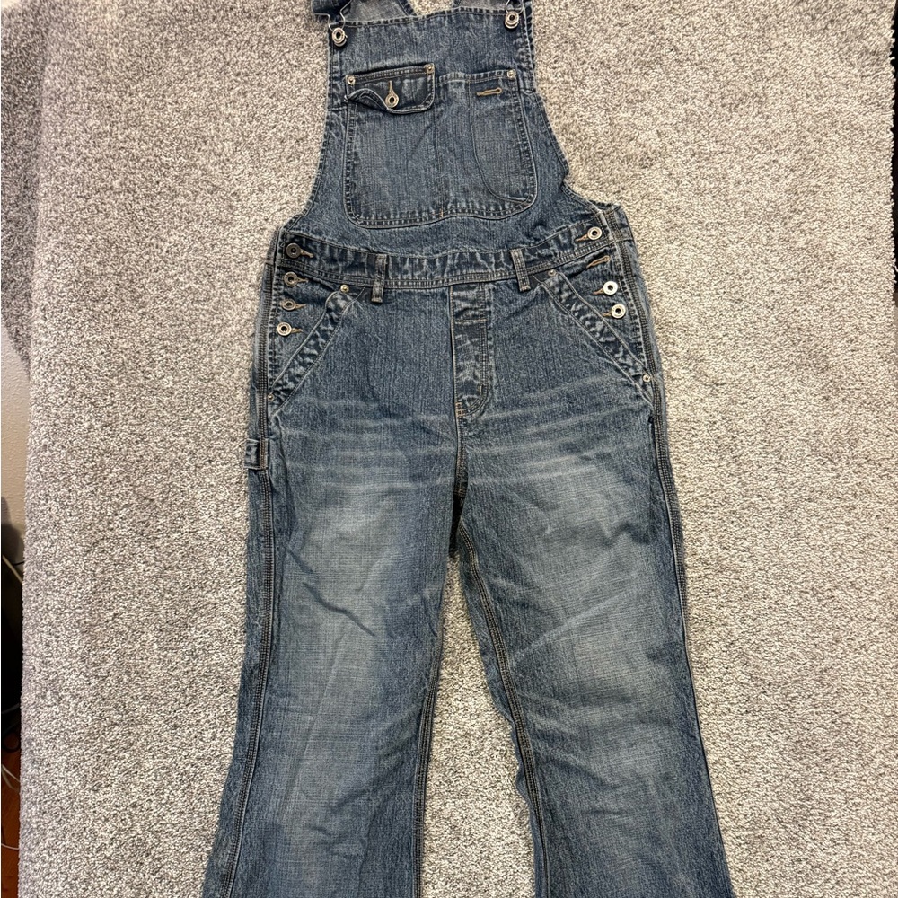 Silver Jeans Overalls Bib Womens 13/33 Blue Straight Medium Wash Denim Western *